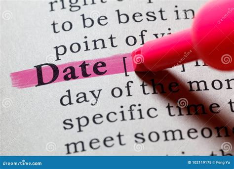 Definition Of Date Stock Image Image Of Word Dictionary 102119175