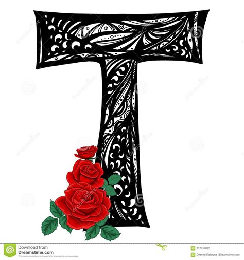 Capital Letter T With Red Roses In Vector. Doodle Style ... Capital calligraphers is the place for you.