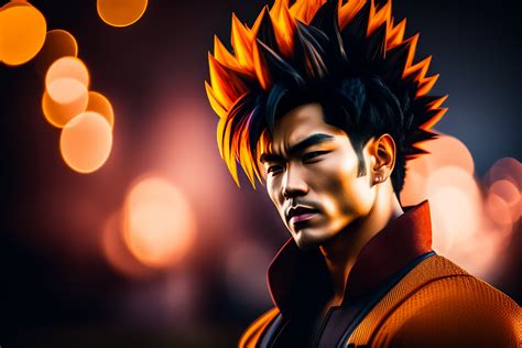 Lexica Portrait Photo Still Of Real Life Super Saiyan Goku 8 K 8 5 Mm F 1 8 Black Hair