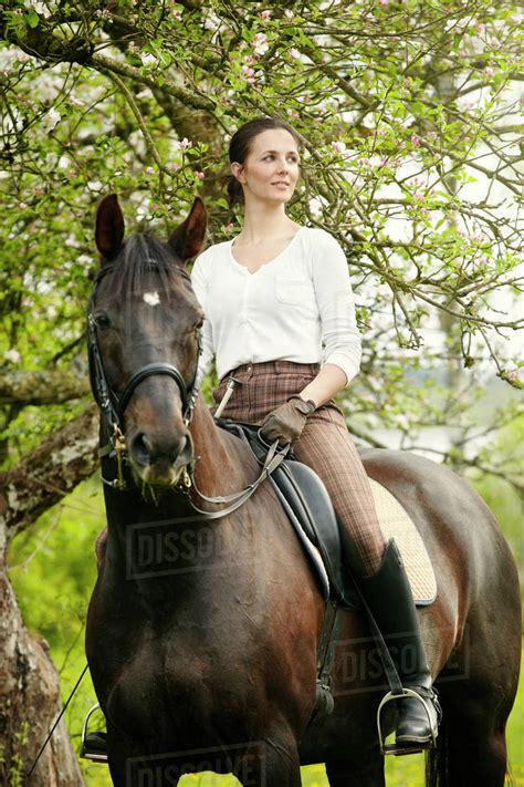 Woman Horseback Riding Stock Photo Dissolve