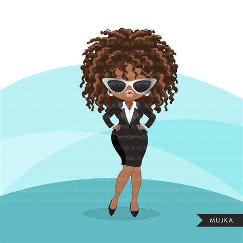 Afro Woman Clipart With Business Suit And Glasses African American Gra
