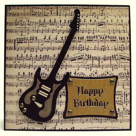 Black Electric Guitar Sheet Music Birthday Musical Cards Birthday