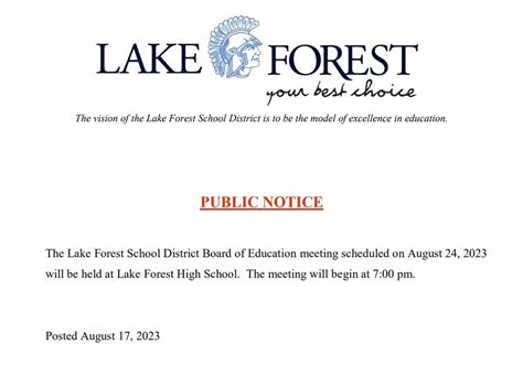 Public Notice Lake Forest School District