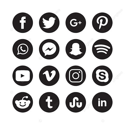Social Media Black Vector Hd Png Images Black And White Circular
