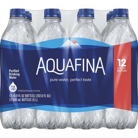 Aquafina Water 12 169 Fluid Ounce 2028 Fluid Ounce 12 Pack Plastic