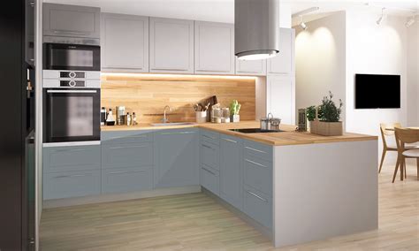 Landhaus kuche l form ikea. Küchenzeile Küchenblock Küche L-Form 340x244cm grau / dust ...