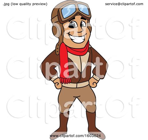Clipart Of A Male Pilot Aviator Mascot Character Royalty Free Vector