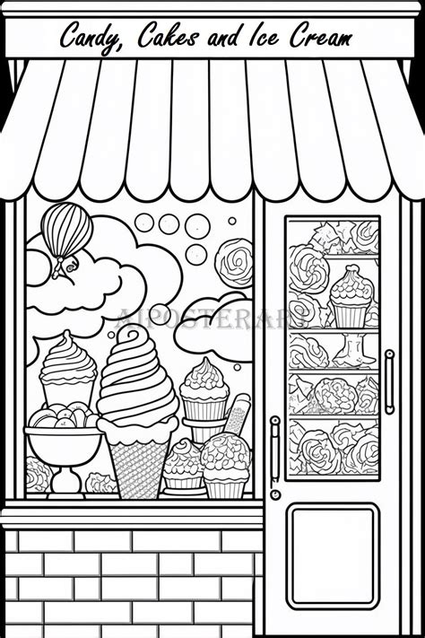 Ice Cream Shop Coloring Pages