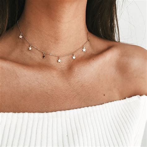 Bohemia Chocker Gold Color Chain Tassel Star Heart Choker Necklace For Women Necklaces Pendants