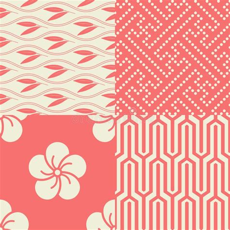 Set Of Japanese Seamless Patterns Stock Vector Illustration Of Asia