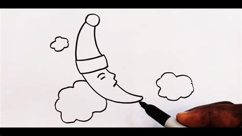 How To Draw Moon And Cloud Easy Drawing Youtube