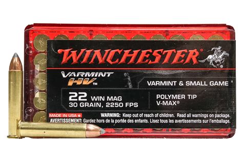 Winchester 22 Win Mag 30 Gr Polymer Tip V Max Varmint Hv Police Trade
