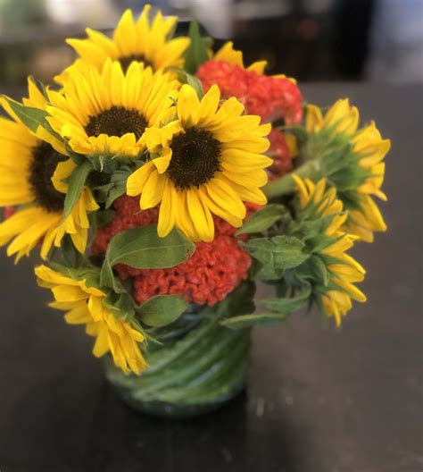 Sunflower Arrangement In Decorative Vase Small By Russos