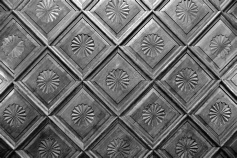 Closeup Shot Of Square Tiles Next To Each With Circular Patterns Stock