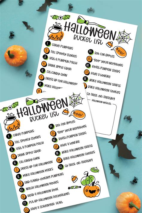 Halloween Bucket List Free Printable The Denver Housewife