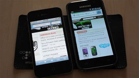 Apple Iphone 4 Vs Samsung I9000 Galaxy S Browser Test Youtube