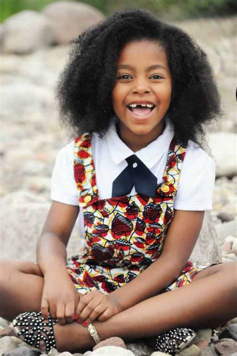 African American Curly Hair Girl Model African School Attire Long Hair