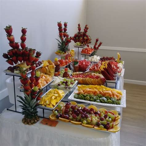 Fruit And Salad Table Mexican Dessert Table Fruit Tables Party Snack