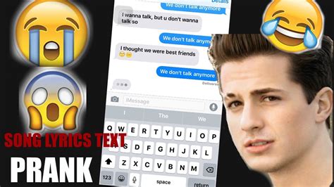 Song Lyric Text Prank On My Ex Crush We Dont Talk Anymore By Charlie Puth Feat Selena Gomez
