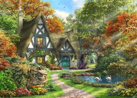 The Autumn Cottage Drawing By Dominic Davison