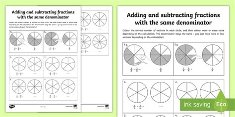 In other words, fractions with like denominators are categorized as like fractions. Adding and Subtracting Fractions with the Same Denominator