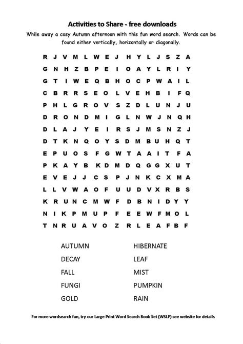 Printable Word Searches For The Elderly