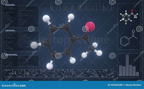 Overview Of The Molecule Of Acetophenone On The Computer Screen 3d