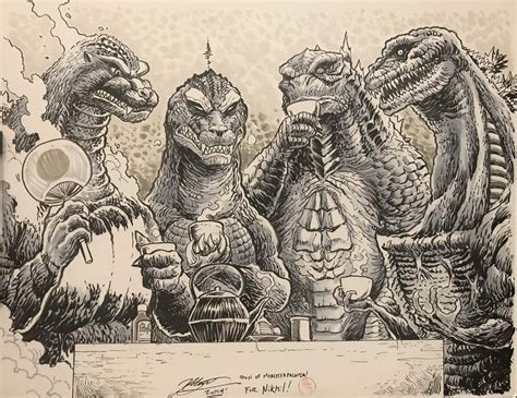 Four Godzillas Walk Into A Bar Matt Frank Godzilla Original
