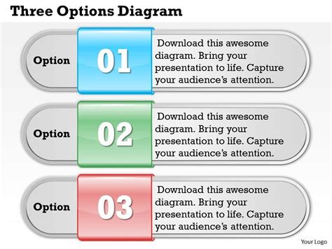 Three Options Diagram Powerpoint Template Slide Templates Powerpoint