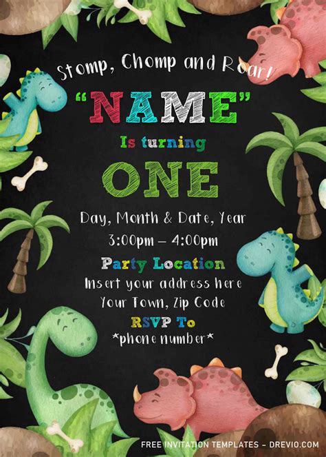 Free Dinosaur Birthday Invitation Templates For Word | Download