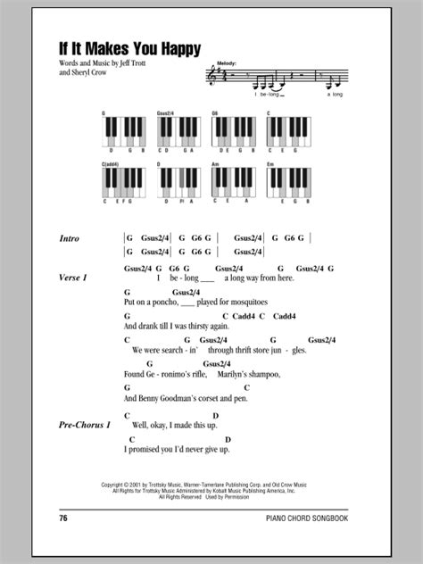 If It Makes You Happy Sheet Music By Sheryl Crow Lyrics And Piano Chords