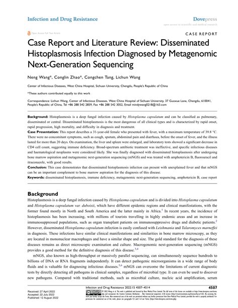 Pdf Case Report And Literature Review Disseminated Histoplasmosis