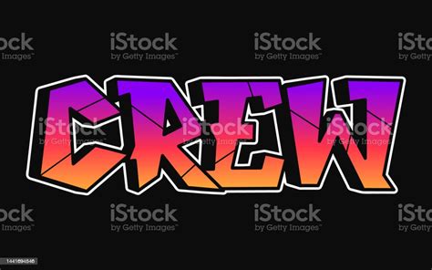 Crew Word Trippy Psychedelic Graffiti Style Lettersvector Hand Drawn