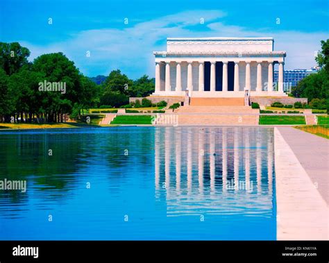 Abraham Lincoln Memorial Reflection Pool Washington Dc Us Usa Stock