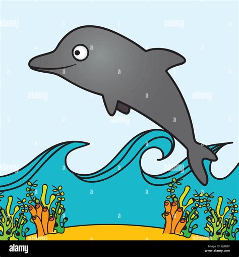 Illustration Of Dolphin Fish Drawings Aquatic Animals Vector Ill Stock