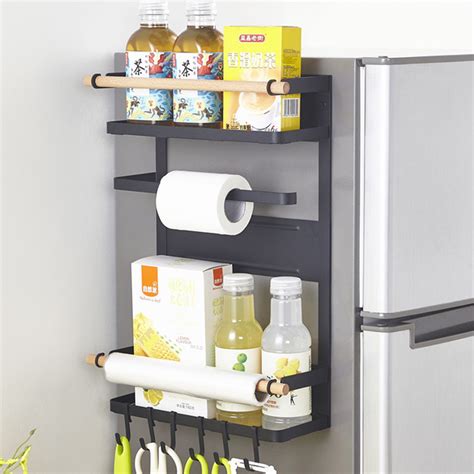 Magnetic storage rack kitchen refrigerator seasoning sundries holder shelf home supplies. Strong Waterproof Magnetic Refrigerator Storage Rack 4 ...