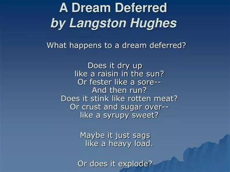 Ppt A Dream Deferred By Langston Hughes Powerpoint Presentation Free