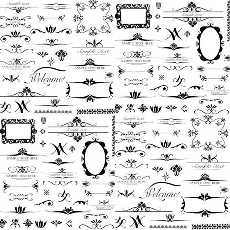 Set Of Vector Different Ornament Elements Such As Decorative Frame