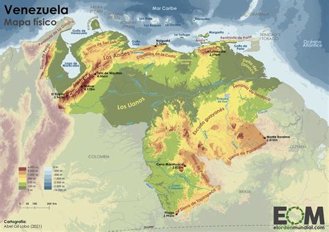 The Physical Map Of Venezuela Extends Over An Area Maps On The Web