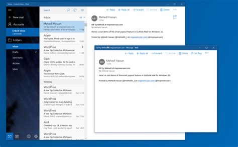 Outlook Mail För Windows 10 För Att Få Pop Out Funktion För E Post