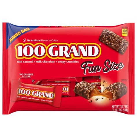 100 Grand Crispy Milk Chocolate With Caramel Fun Size Candy Bars Trick