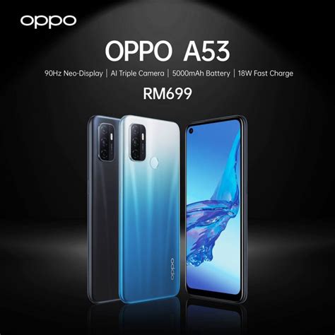 Oppo a9 2020 adalah amunisi baru yang siap menggaet mereka yang sedang ingin membeli smartphone dengan kamera 48 mp, tetapi punya harga seperti kebanyakan smartphone milik oppo lainnya yang berada di level menengah ke bawah, oppo juga mempercantik oppo a9 2020 dengan. Oppo A53 Kini Di Malaysia - Skrin 90Hz, Bateri 5000mAh ...