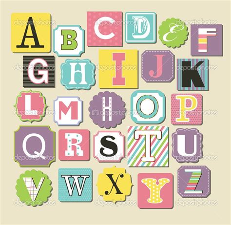 Cute Alphabet Single Letters Designs Cute Alphabet Design Vector Illustration Stock
