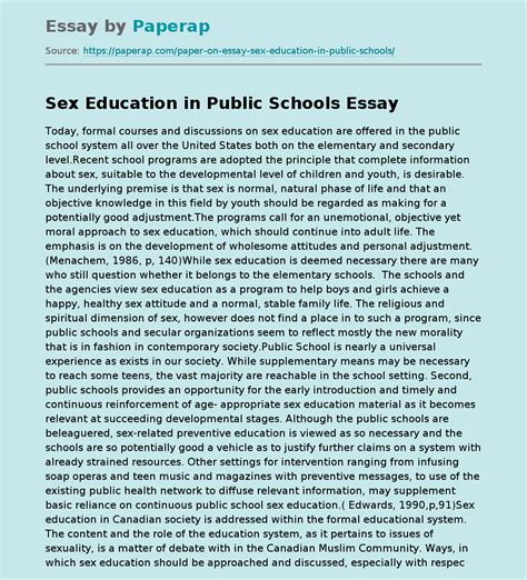 Sex Education In Public Schools Free Essay Example
