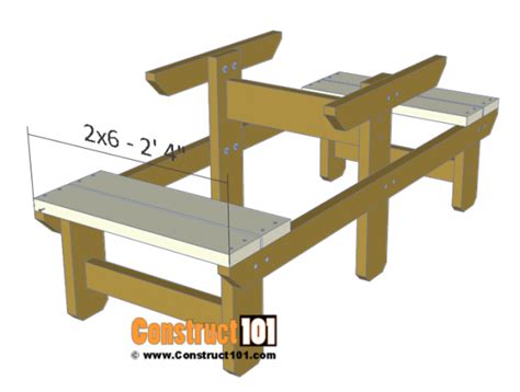 Two Person Picnic Table Plans 2x6 Bench Seat Construct101