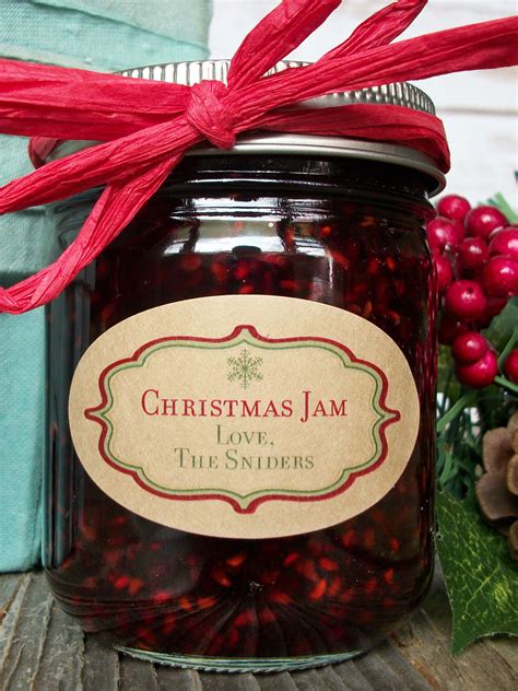 Custom Kraft Christmas Oval Canning Labels For Quilted Jam Jars
