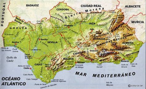 La Mina 3º De Primaria Mapa FÍsico De AndalucÍa