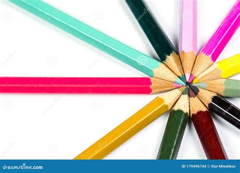 Different Color Pencils On A White Background Stock Photo Image Of