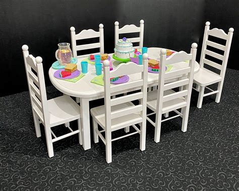 American Girl Doll White Table And 6 Chair Set Best Seller Etsy
