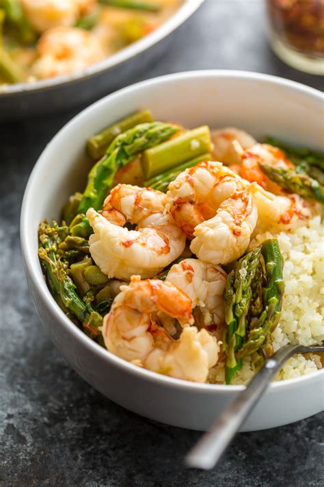 Bake for 5 minutes or until shrimp turns pink. Lemon Garlic Shrimp and Asparagus - Baker by Nature